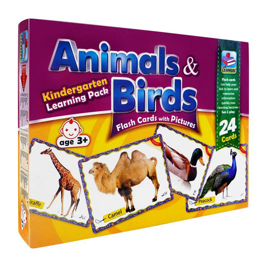 Jr. Learners Flash Card With Pictures Large Animals & Birds, For 3+ Years