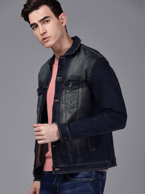 Mens Denim Jacket Black - Left View - AceCart