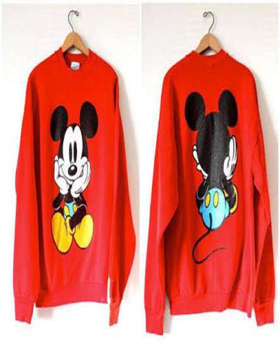 Red Mickey Mouse Print Sweat Shirt for womens - AceCart Warm Hooded Sweatshirt in Red