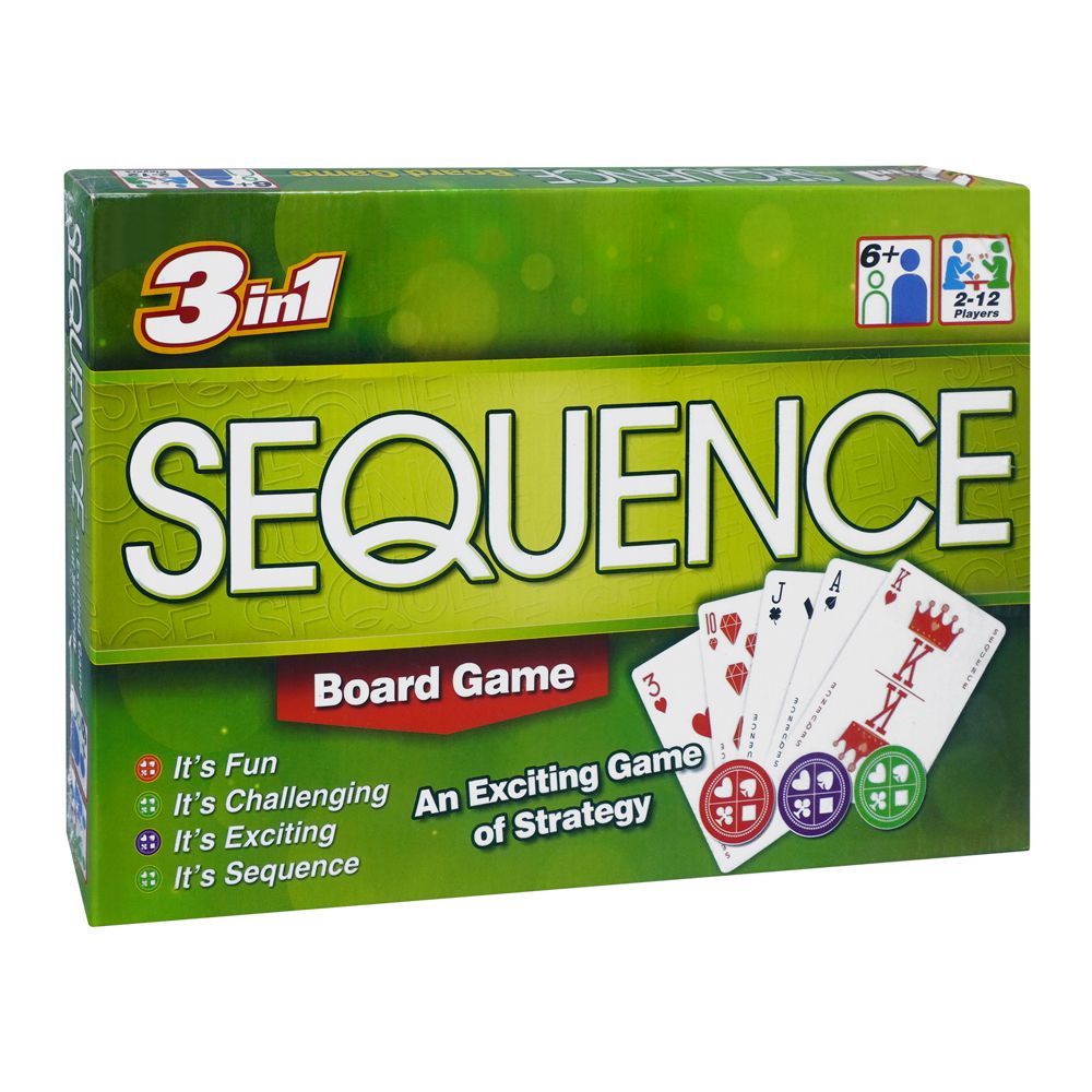 3-In-1 Ordinary Sequence Board Game, For 6+ Years