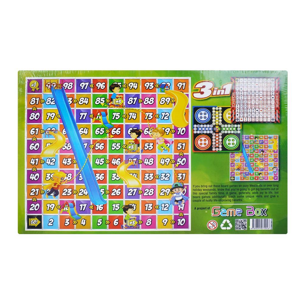 3-In-1 Ordinary Sequence Board Game, For 6+ Years