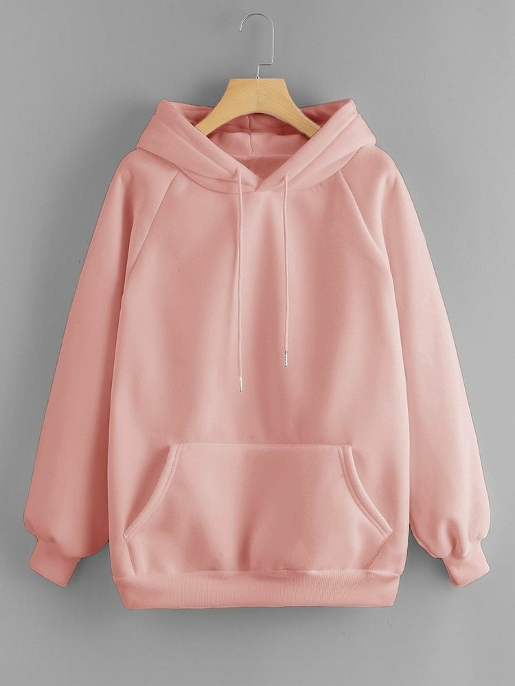 Peach Plain Fleece Full Sleeves Pull Over Hoodie