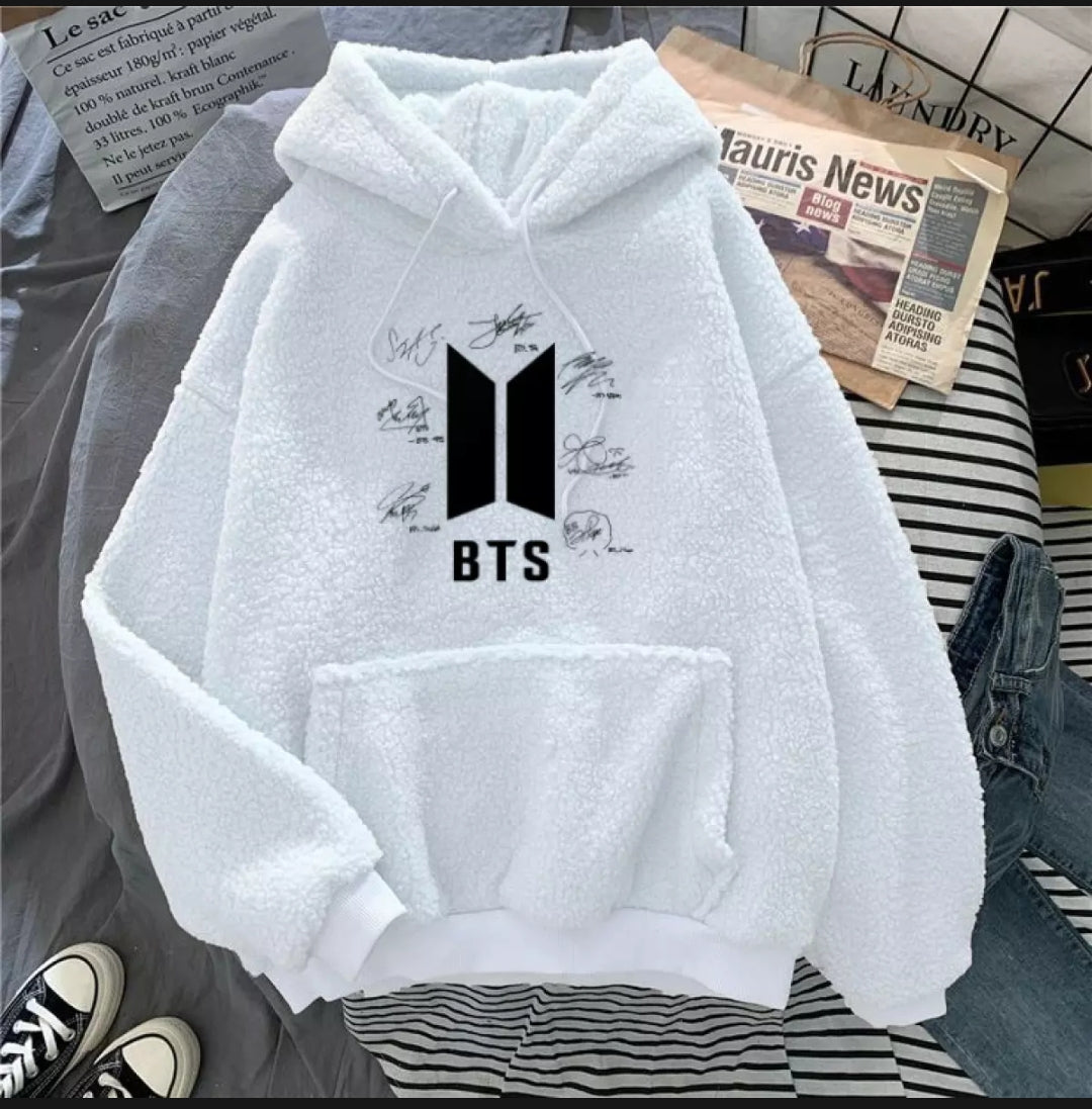 Hoodie Trendy Stylish Casual Fashionable BTS BOOK FRONT Print In White zipper