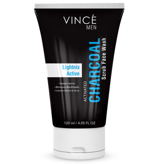 Vince Men Activated Charcoal Lightnix Active Scrub Face Wash - 120ml -  Front View