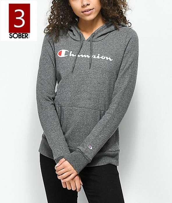 Sober Wear Fleece Cotton Pull Over Champion Hoodie For womens 891 - AceCart Warm Hooded Sweatshirt in Grey