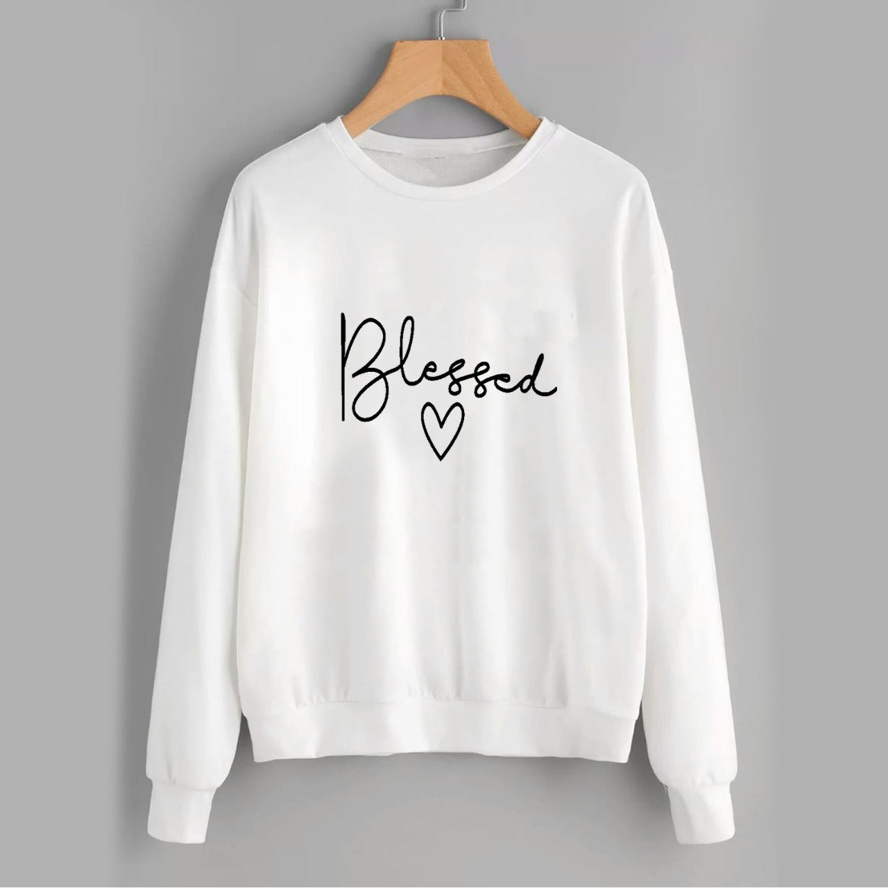 Blessed Fleece Full Sleeves Pull Over Sweatshirt For Women