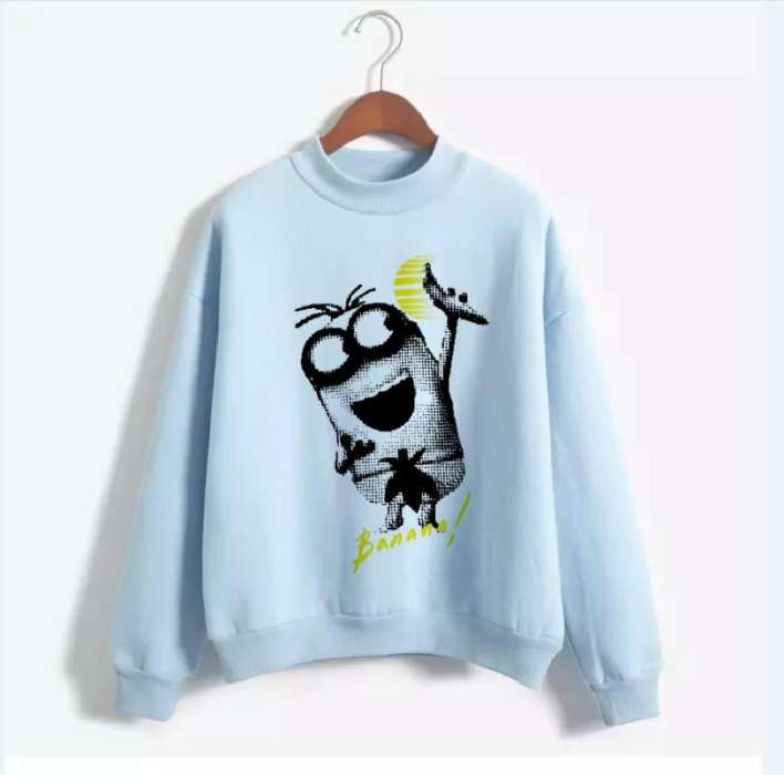 Minion Banana Full Fleece Design Sweat Shirt Excellent Quality - AceCart Warm Hooded Sweatshirt in Blue