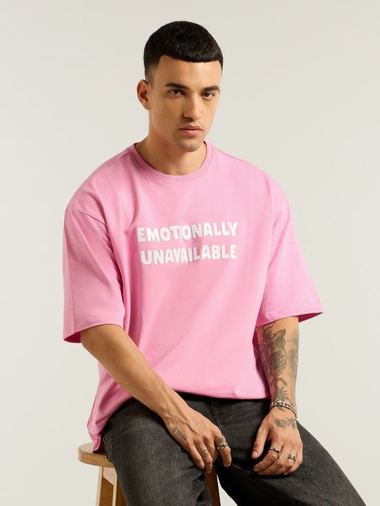 Pink Emotionally Unavailable Oversized T-Shirt