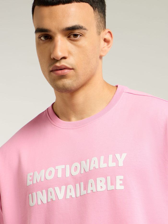 Pink Emotionally Unavailable Oversized T-Shirt