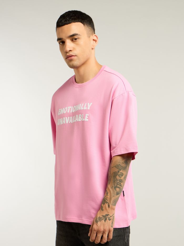 Pink Emotionally Unavailable Oversized T-Shirt