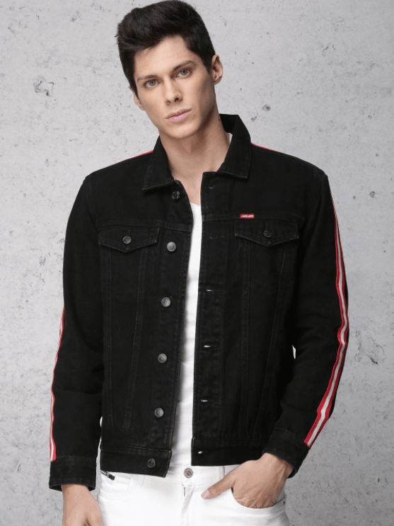 Mens Denim Jacket Black - Left View - AceCart