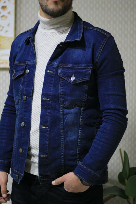 Ace Mens Denim Jacket Stretchable Fine Lycra S Blue