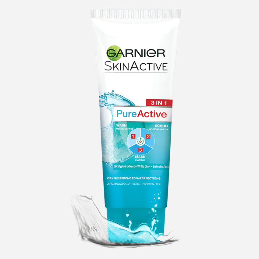 Garnier Skin Active Pure Active 3-In-1 Wash + Scrub -  Front View