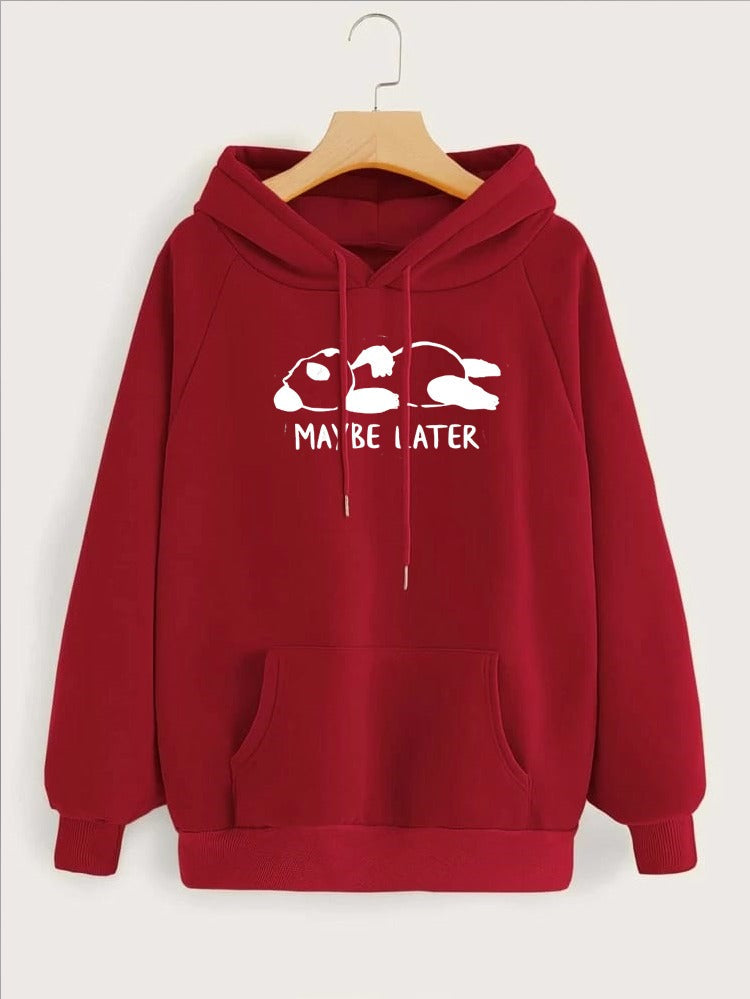 Maybe Later Printed Fleece Full Sleeves Pull Over Hoodie For Women