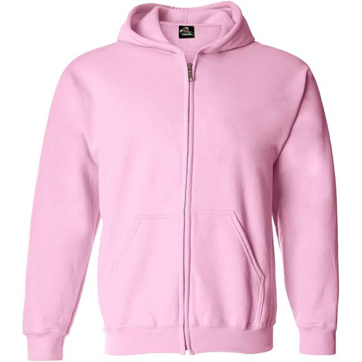 Pink Fleece Full Sleeves Zipper Hoodie For Women