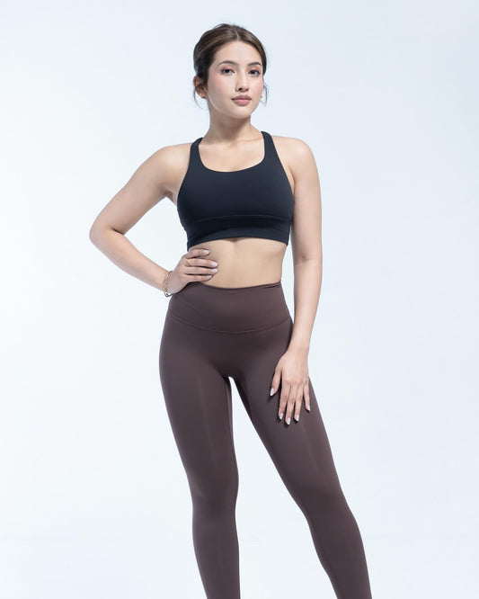 Gym Ease Chocolate Brown Leggings For Women By Ace