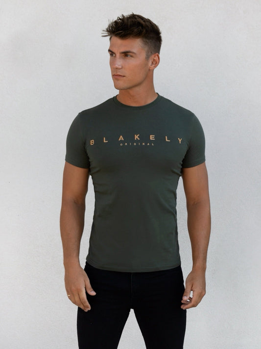 Blakly Gold Printed Grey Mens Cotton T-Shirt