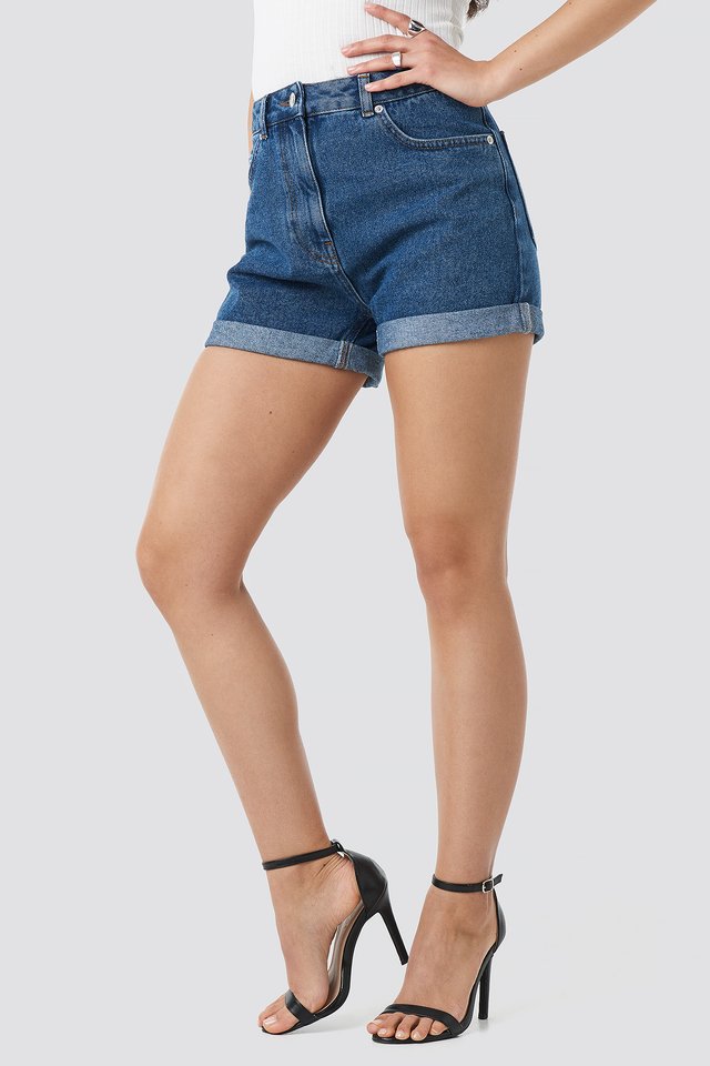 Turn Up Mom Shorts DS4 Blue For Womens  - Right Side View - AceCart