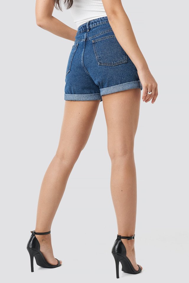 Turn Up Mom Shorts DS4 Blue For Womens  - Back View - AceCart