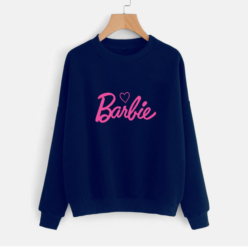 Barbe Printed Fleece Full Sleeves Pull Over Sweatshirt For Women