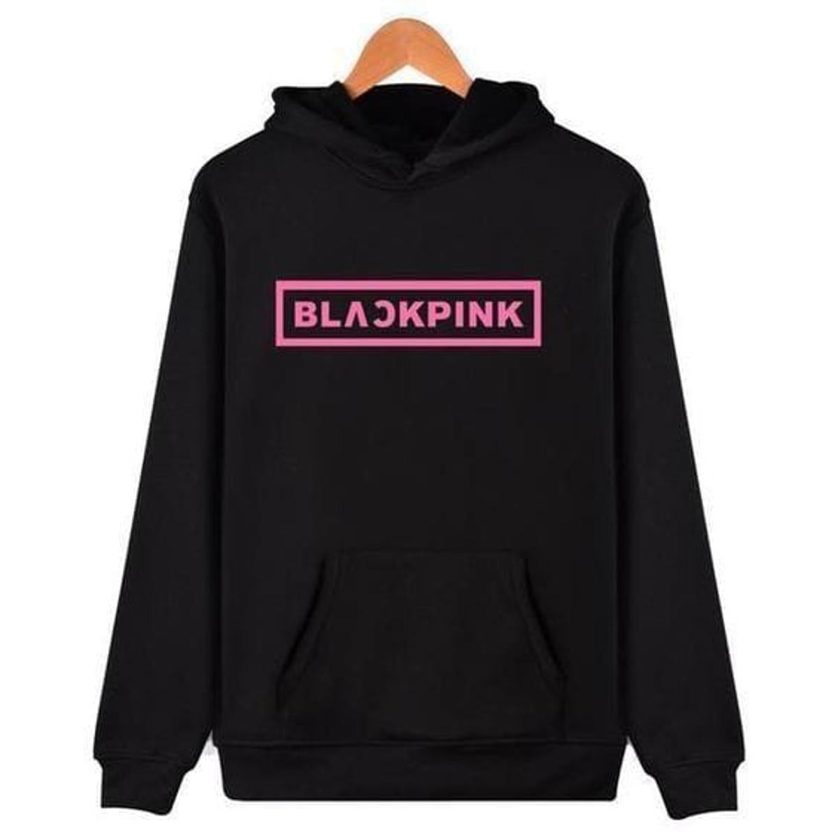 Blackpink Black Fleece Full Sleeves Pull Over Hoodie For Women