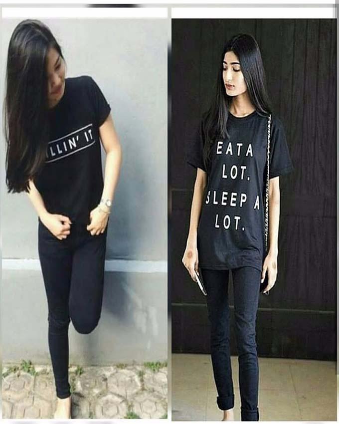 Pack Of 2-Black Killing It Eat A Lot Sleep A Lot Cotton Printed T-Shirts - Front View - AceCart