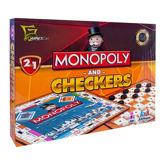 Monopoly And Checker 2-In-1 Board Game, For 7+ Years