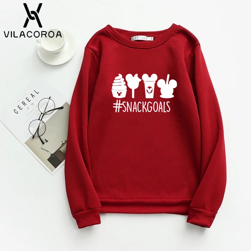 Snack Goals Fleece Full Sleeves Pull Over Sweatshirt For Women