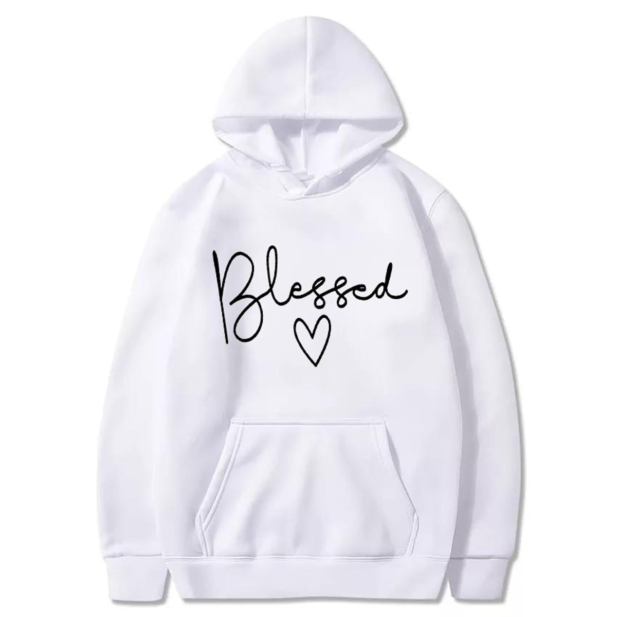 Blessed Printed Fleece Full Sleeves Pull Over Hoodie For Women