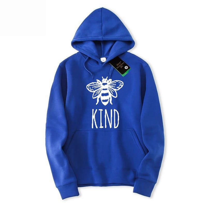 Bee Kind Printed Fleece Full Sleeves Pull Over Hoodie For Women And Men