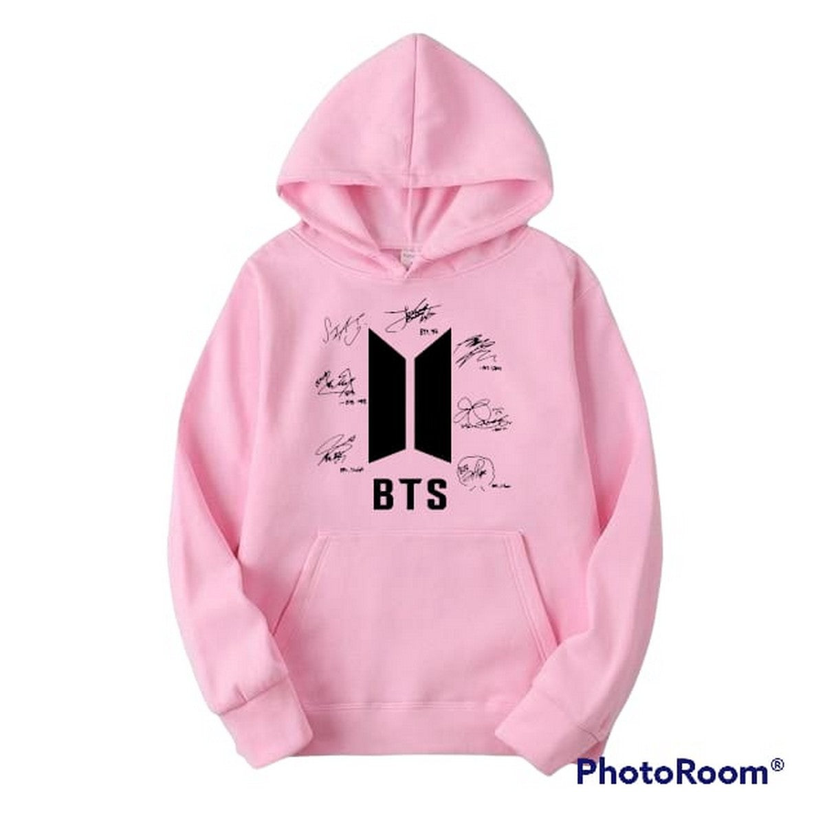 BTS Signature Pink Fleece Full Sleeves Hoodie For Women