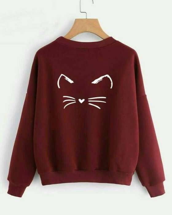 maroon meow sweatshirt for women - AceCart Warm Hooded Sweatshirt in Maroon