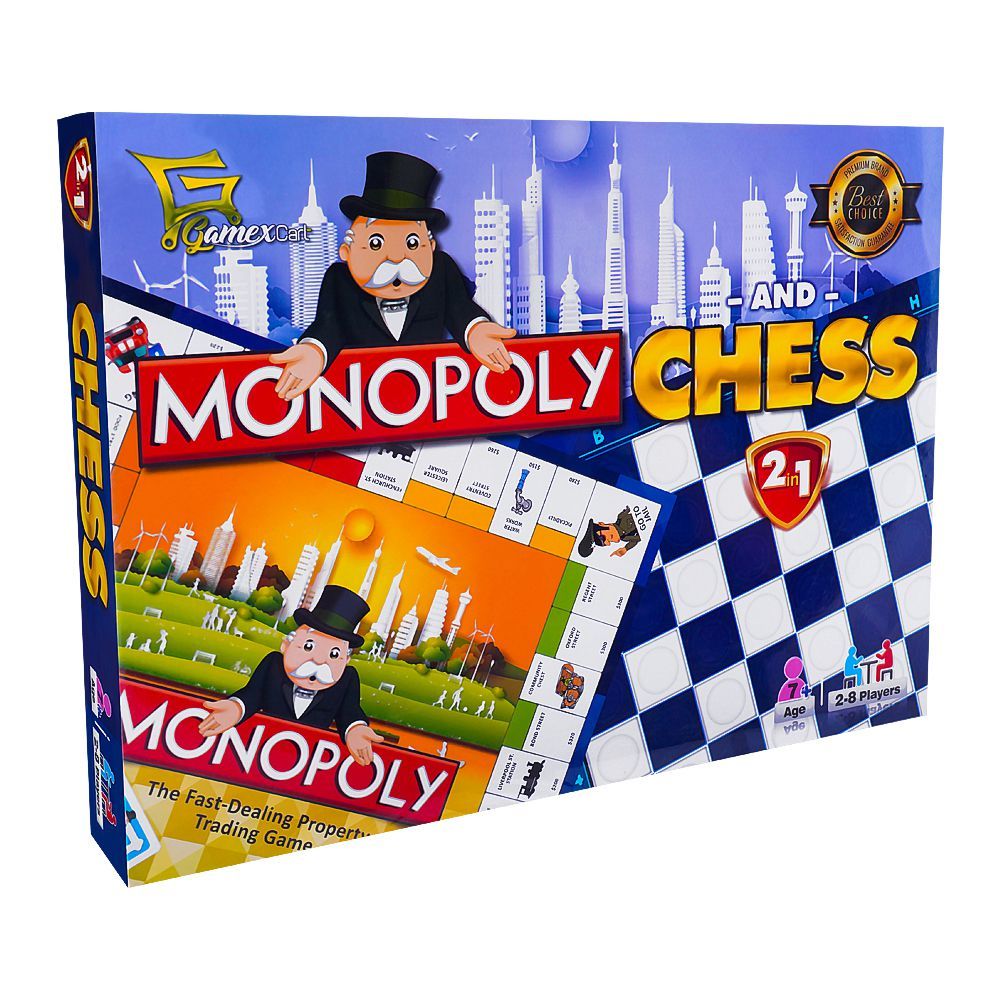 Monopoly & Chess 2-In-1 Board Game, For 7+ Years