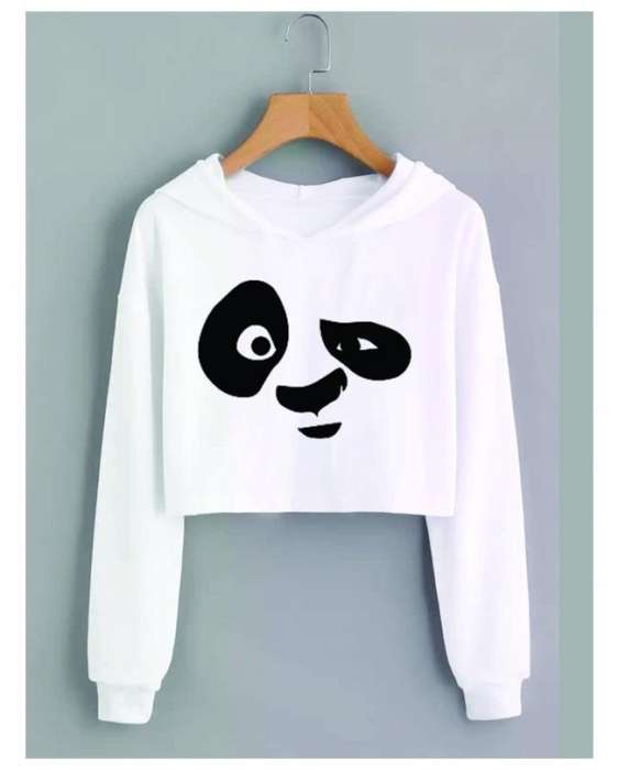 Kung Fu Panda Printed White Sweatshirt For women - AceCart Warm Hooded Sweatshirt in White