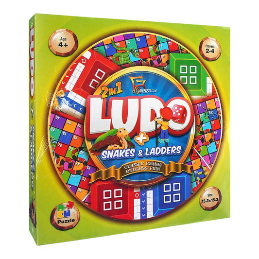 2-In-1 Ludo & Snakes N Ladders, For 4+ Years