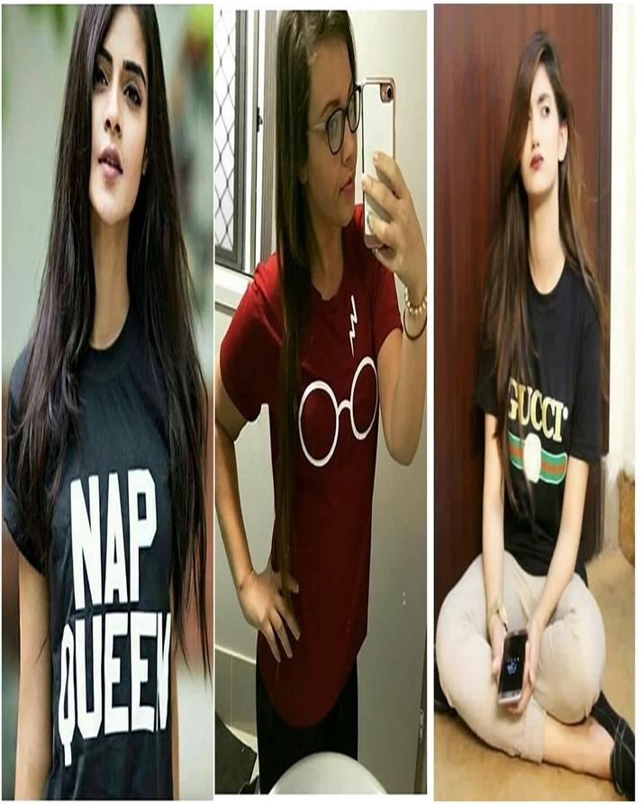 Pack Of 3 - Black Cotton Printed TShirt For Women - Front View - AceCart