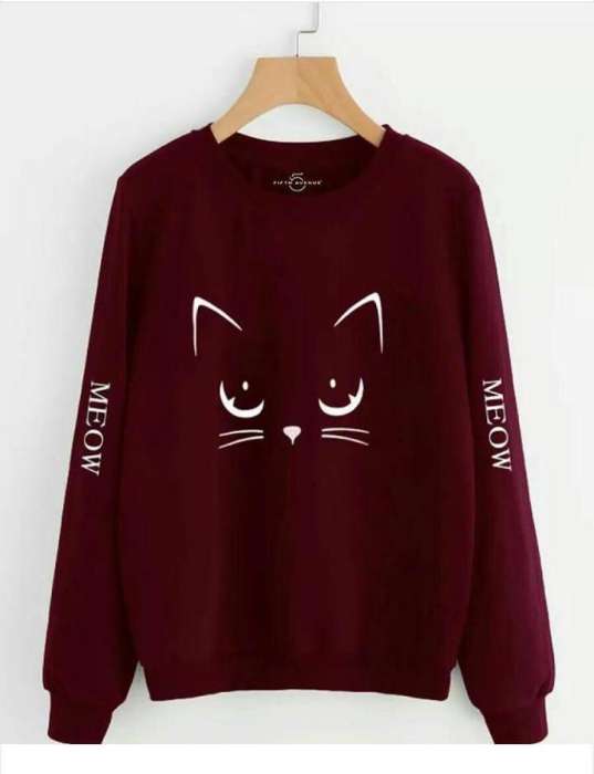 Meown Printed Maroon Sweat Shirt For Women - AceCart Warm Hooded Sweatshirt in Maroon