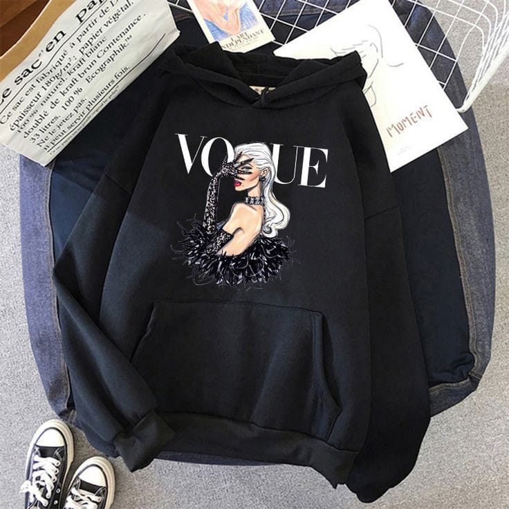 Vogue Printed Winter Fleece Full Seeves Hoodie For Women