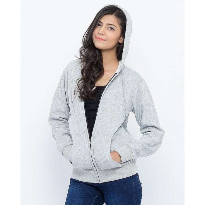 Grey Zipper hoodie for and women - AceCart Warm Hooded Sweatshirt in Grey