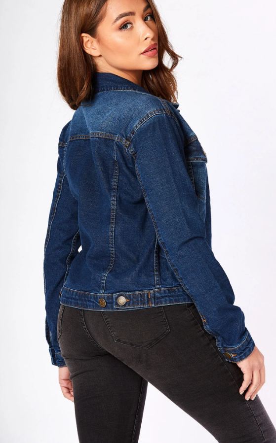 Women Dark Blue Solid Jacket  - Front View - Available in Sizes XL