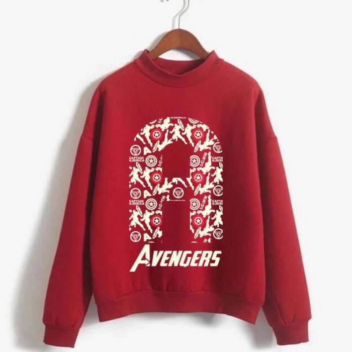 Avengers Printed Casual Cotton Full Sleeves Round Neck Winter Wear Export Quality SweatShirts Winter Wear Tshirt Top For Womens - AceCart Warm Hooded Sweatshirt in Maroon