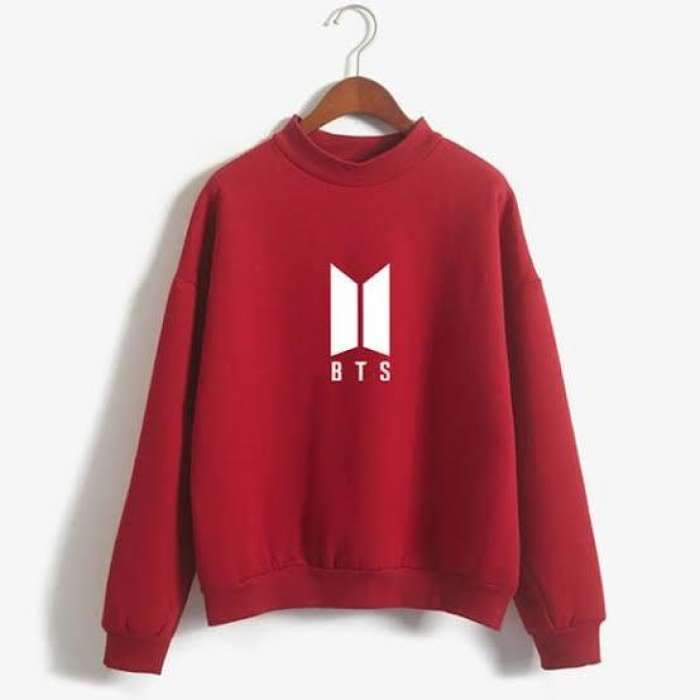 kryptify Bts Sweatshirt For womens Red - AceCart Warm Hooded Sweatshirt in Red