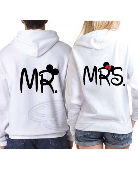 White MR and MRs hoodie for womens both - AceCart Warm Hooded Sweatshirt in White