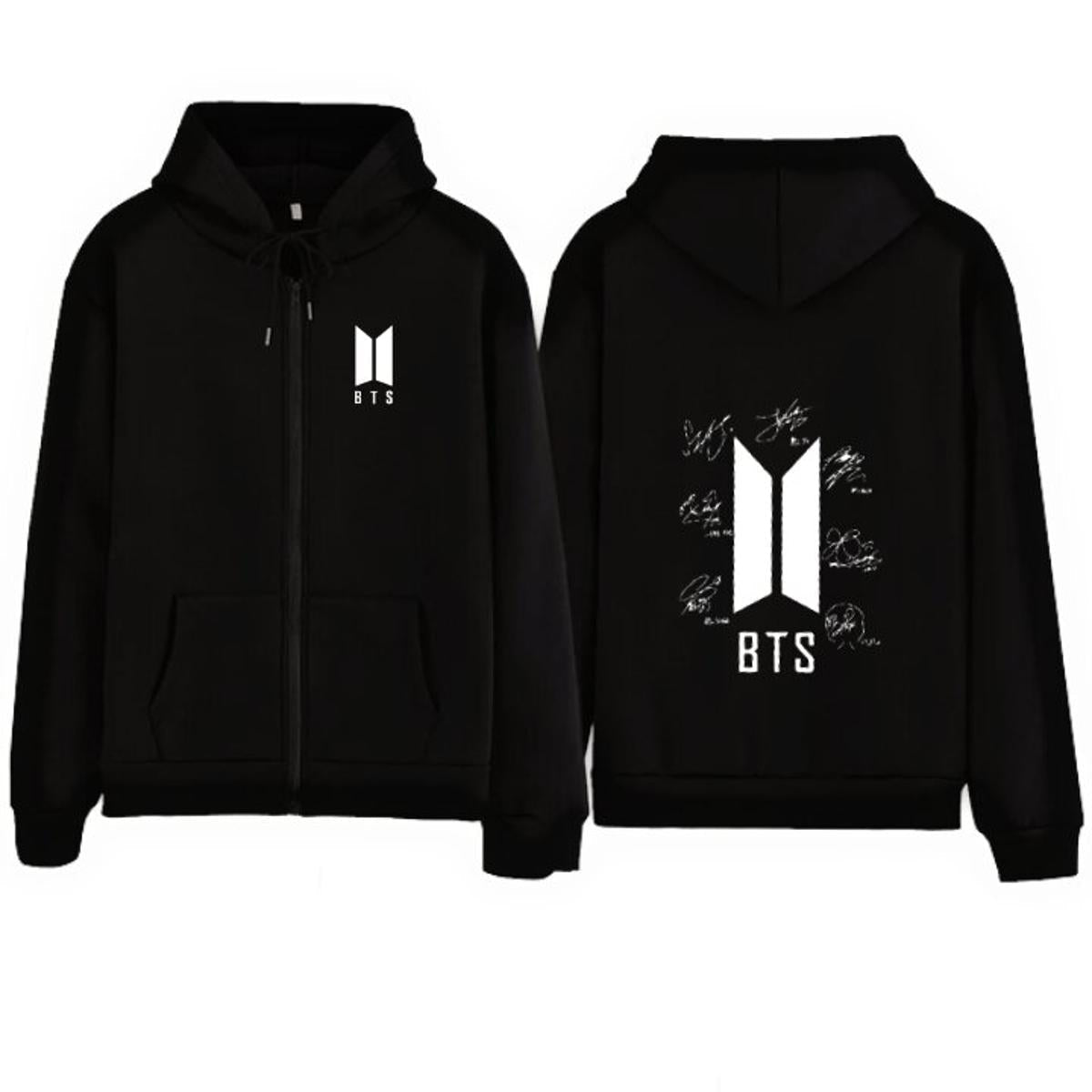 Hoodie Trendy Stylish Casual Fashionable BTS  BOOK FRONT Print In black zipper