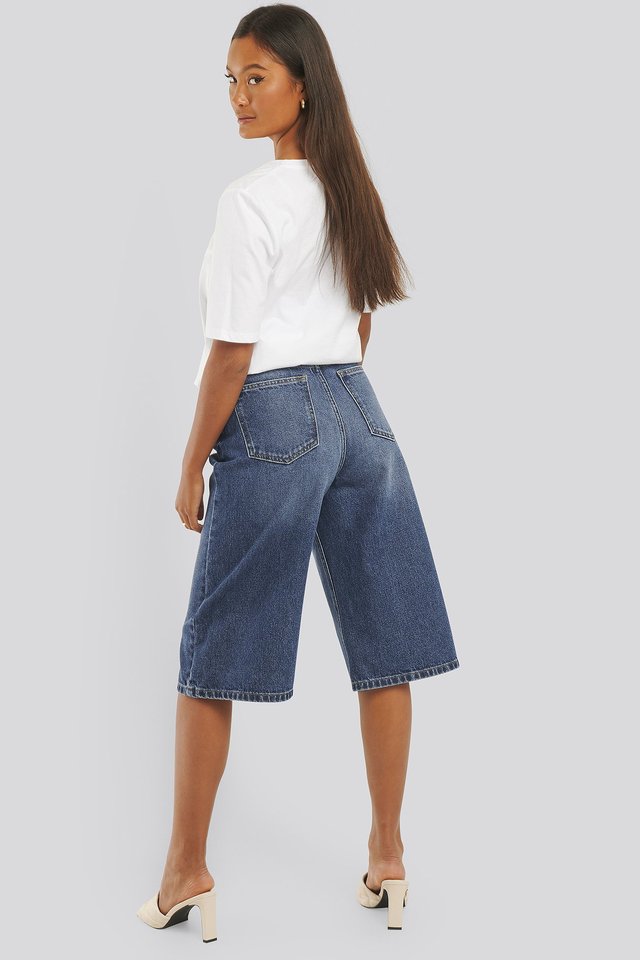 Culotte Jeans Blue For Womens  - Back View - AceCart