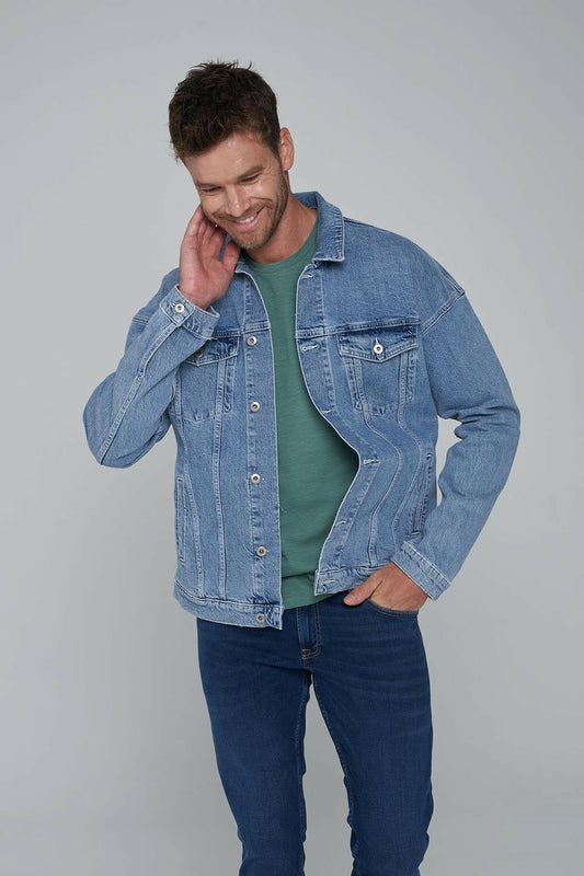 Ace Mens Denim Jacket Stretchable Fine Lycra S Blue