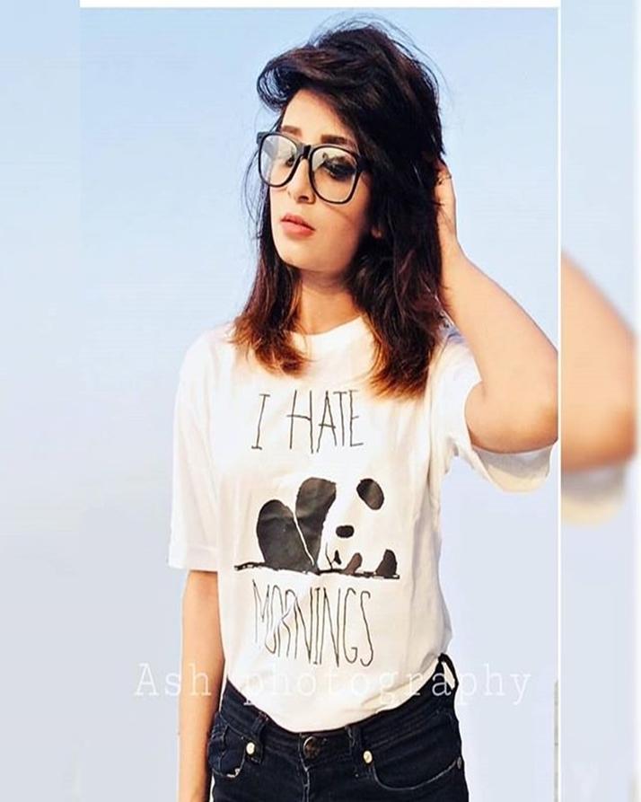 White I Hate Mornings Cotton Printed T-Shirt For Women - Front View - AceCart