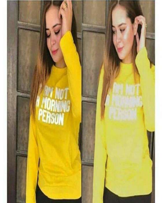 Yellow I am Not A morning Person Printed Sweat Shirt For Women - AceCart Warm Hooded Sweatshirt in Yellow