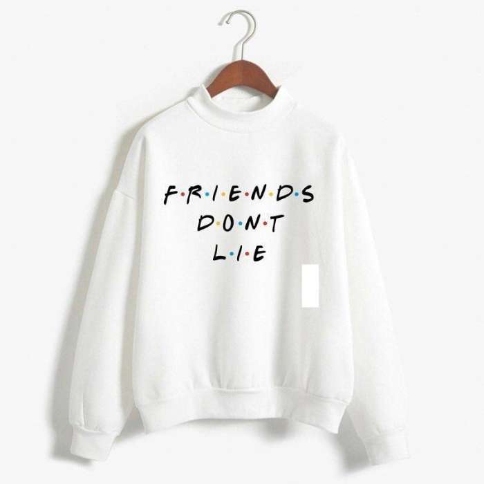 White Friend Printed Sweat Shirt For and Women Sw 005 - AceCart Warm Hooded Sweatshirt in White