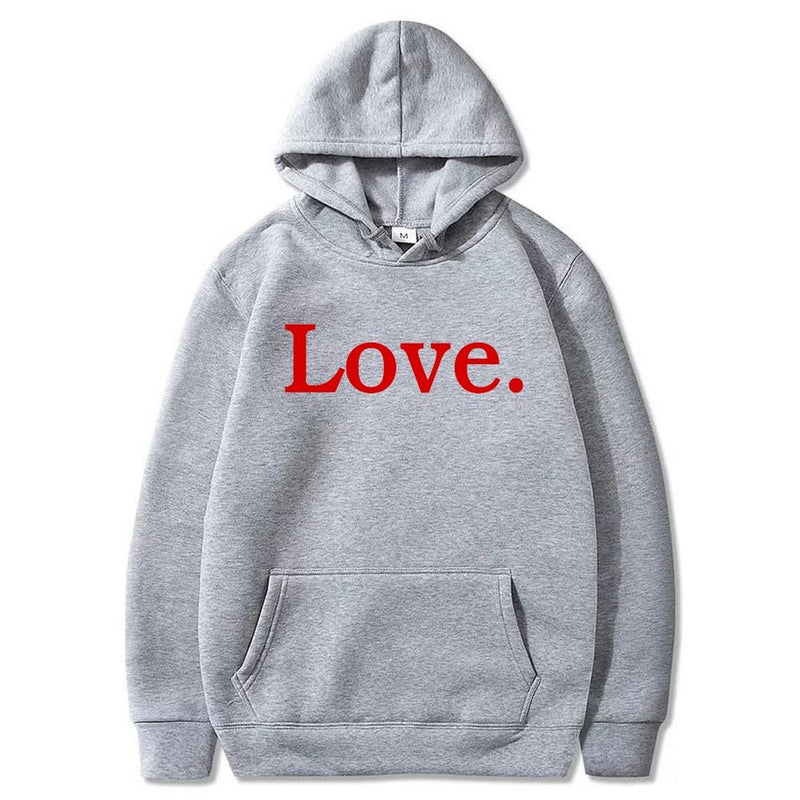 Love Printed Fleece Full Sleeves Pull Over Hoodie For Women